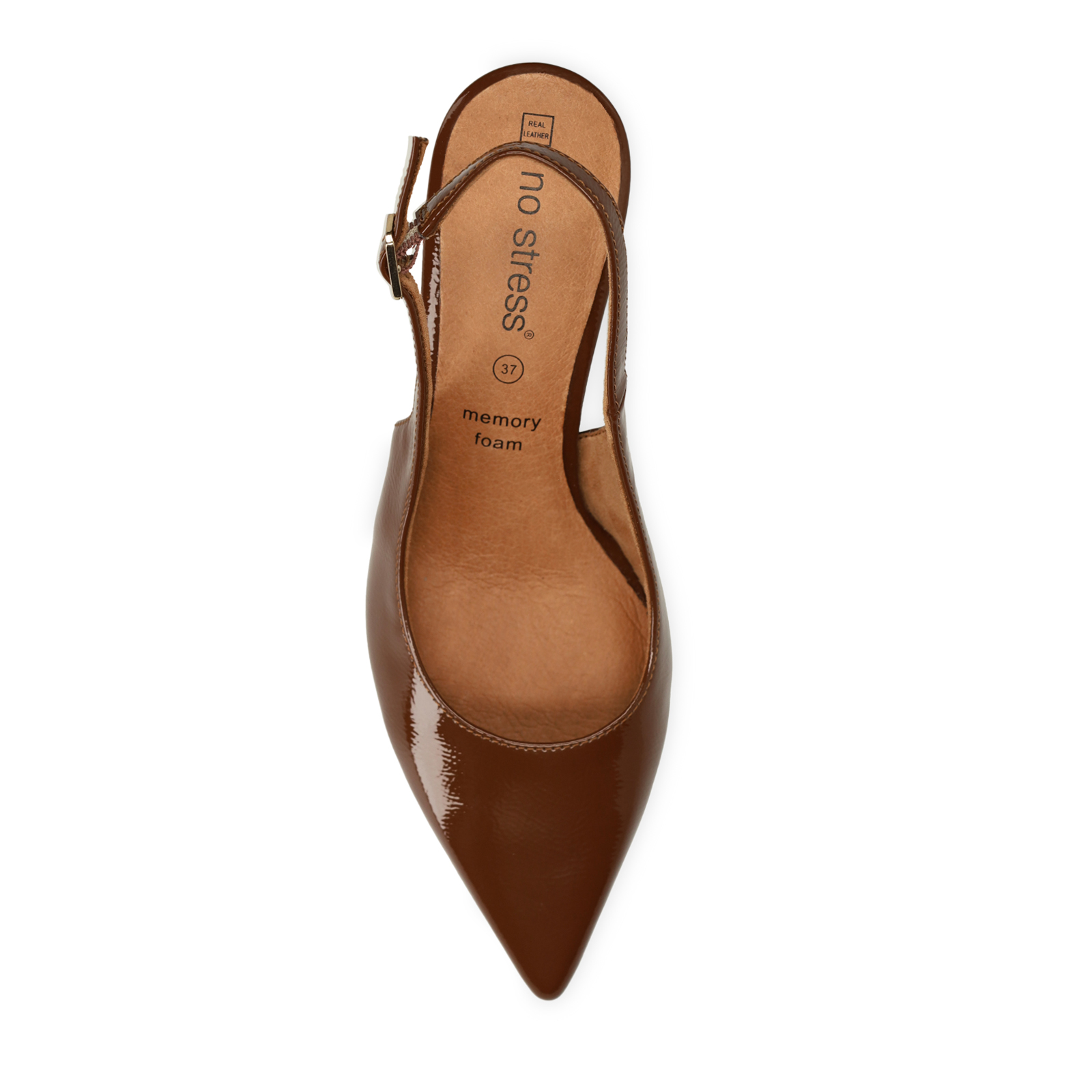 Bruine lak slingbacks