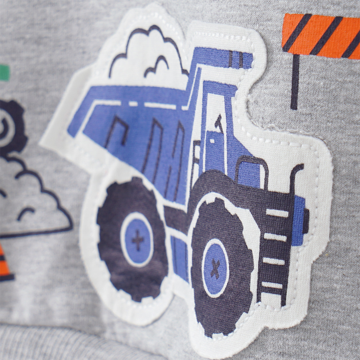 Topomini Baby Sweatshirt mit Kipplaster-Applikation hellgrau