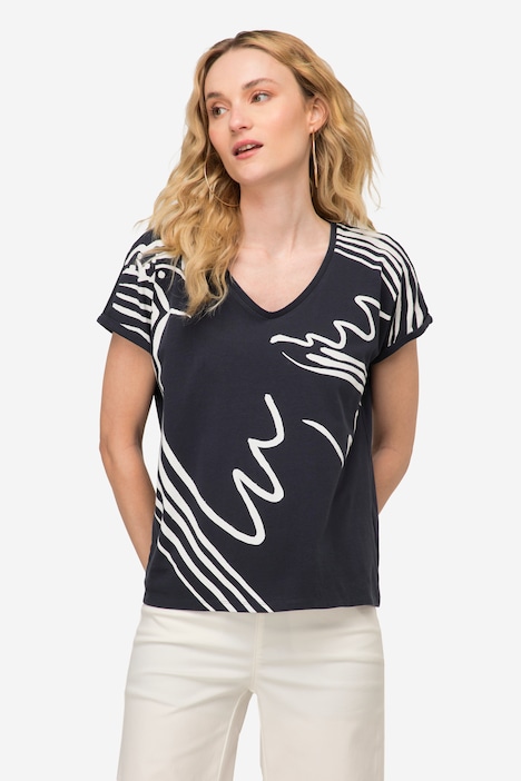 T-Shirt, oversized, Taube, V-Ausschnitt
