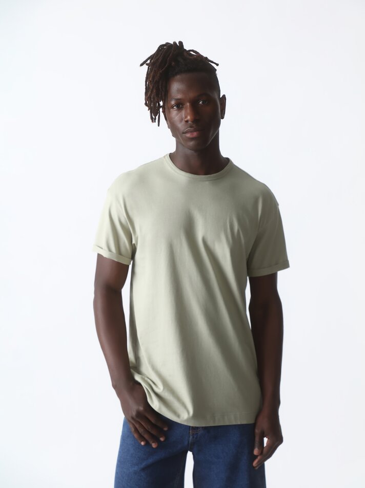 Camiseta básica de corte longo - Verde Médio