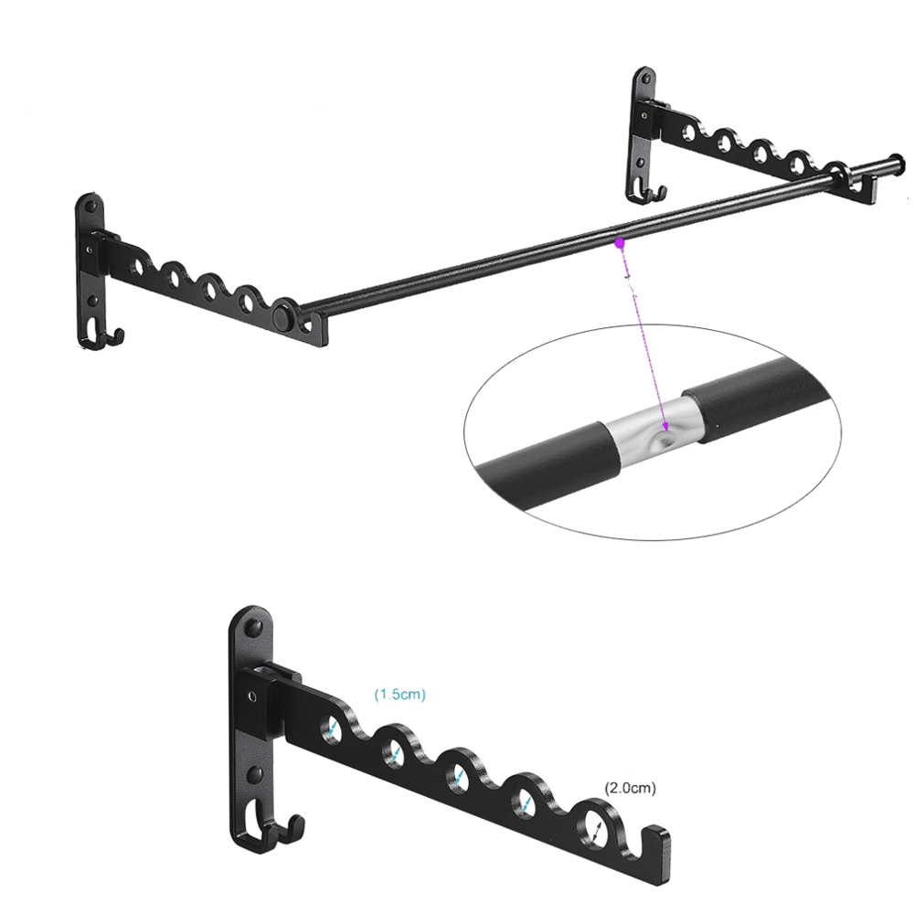 (80cm) Metall Wand Wäscheständer Klappbare Kleider Stange - Schwarz