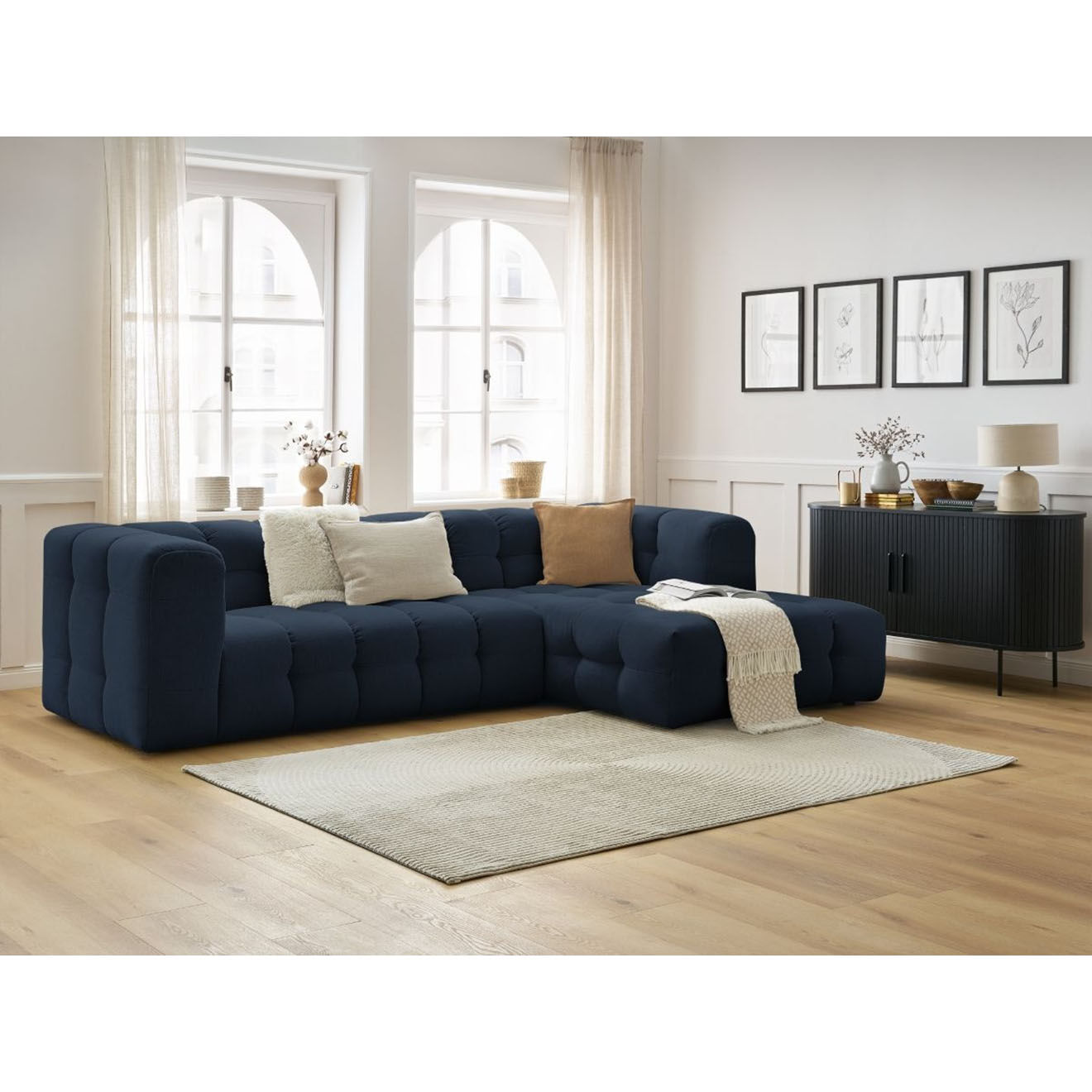 Bobochic Canapé d'angle droit cloud bleu foncé - 288x184x75 cm