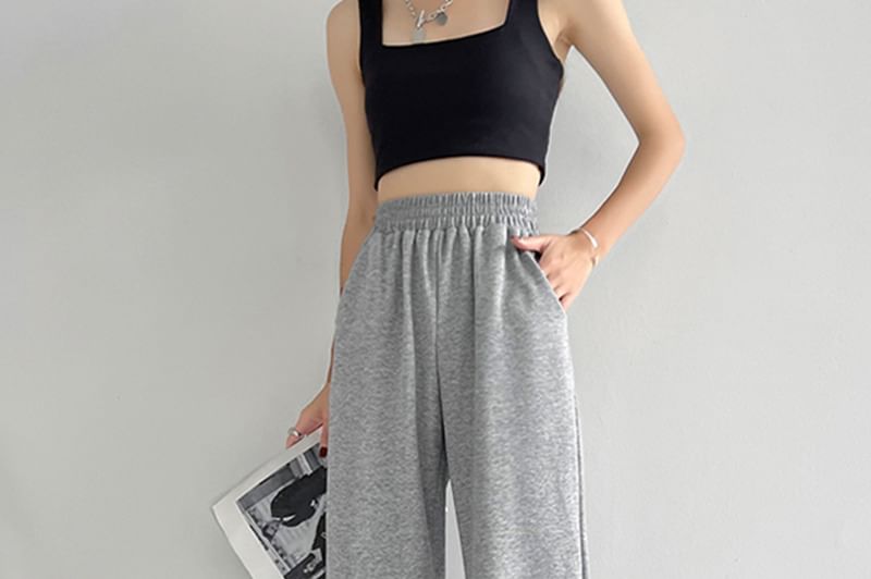 Gafi - High Rise Wide Leg Effen Joggingbroek