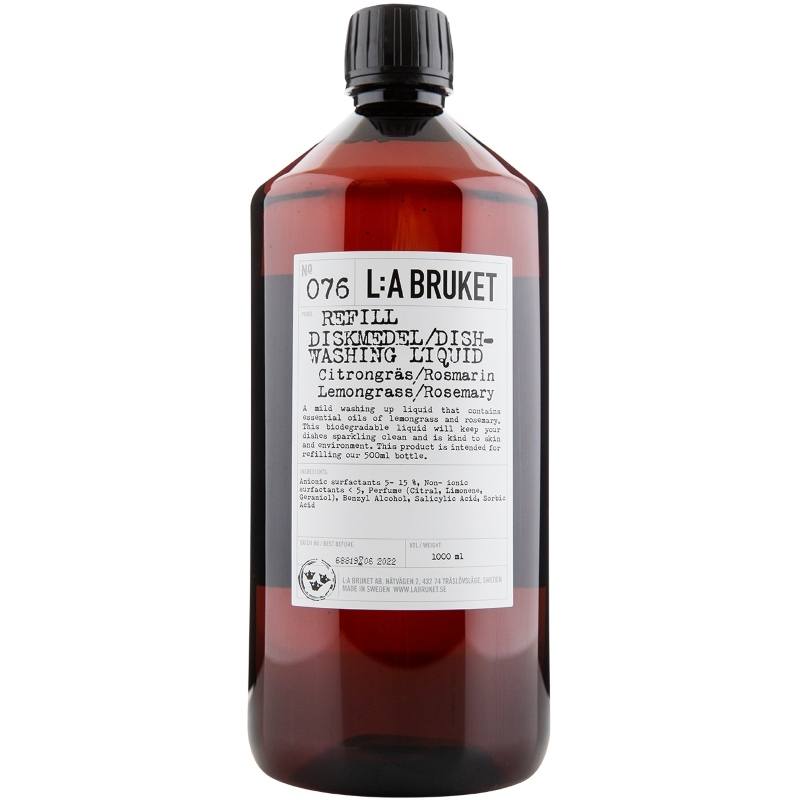 L:a Bruket 076 Dishwashing Liquid Refill 1000 ml - Lemongrass/Rosemary