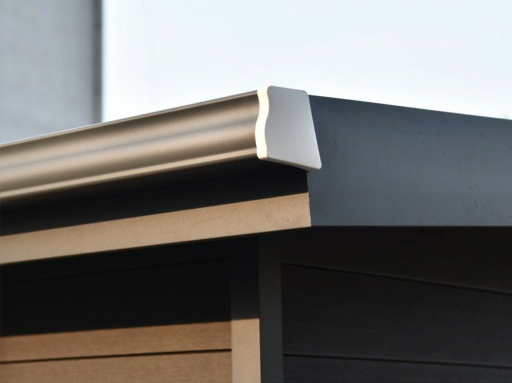 Abri de jardin bois composite braga - 16m2 brun - epaisseur des murs : 28 mm - aluminium - anti uv et intemperies
