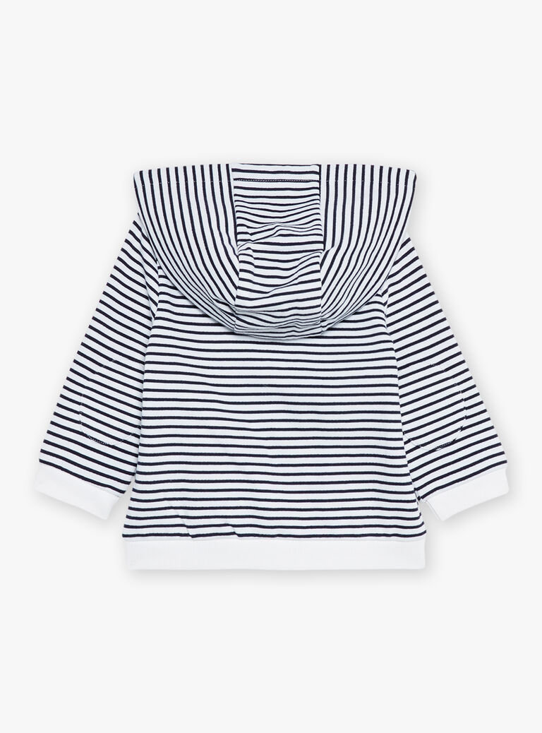 Sweat à capuche écru à imprimé à rayures