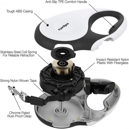 Guia extensível branca Edipets para cães, 50 kg