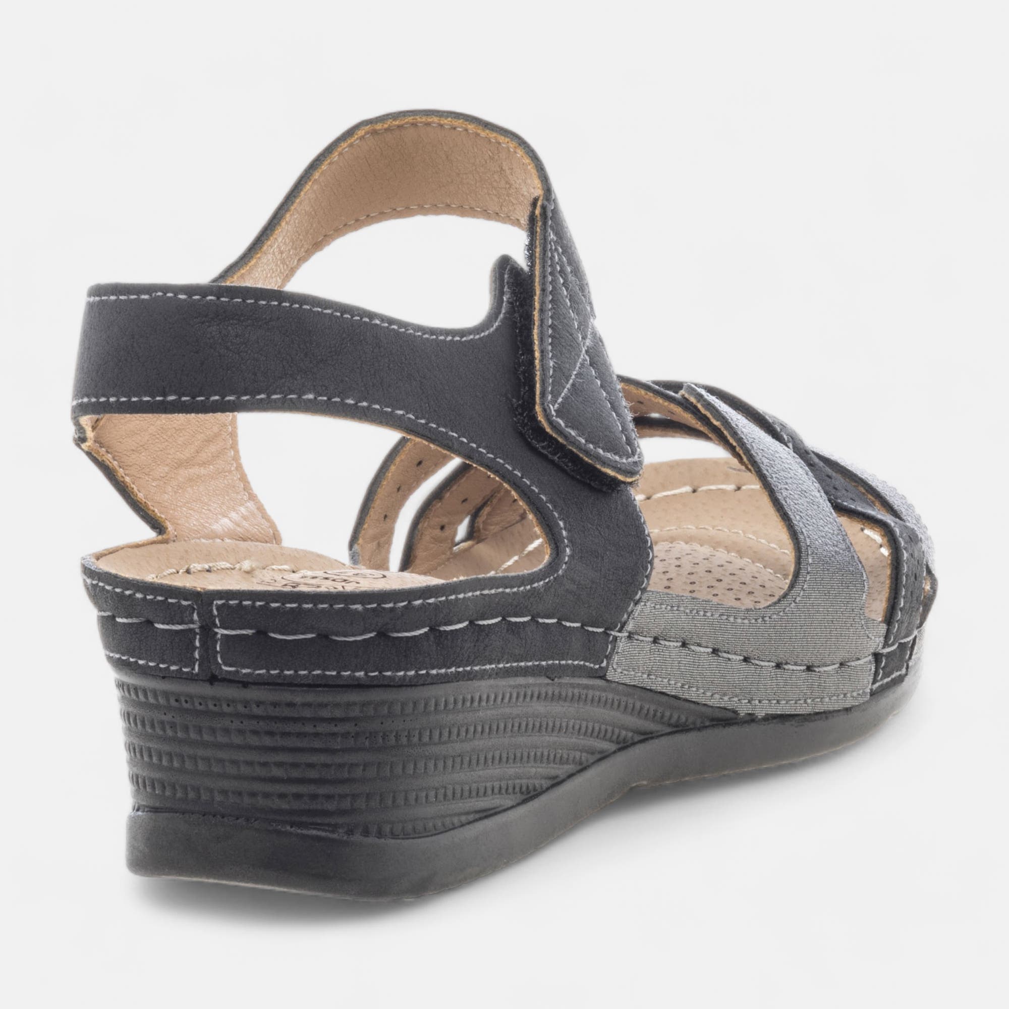 Sandales à talon compensé Femme noir