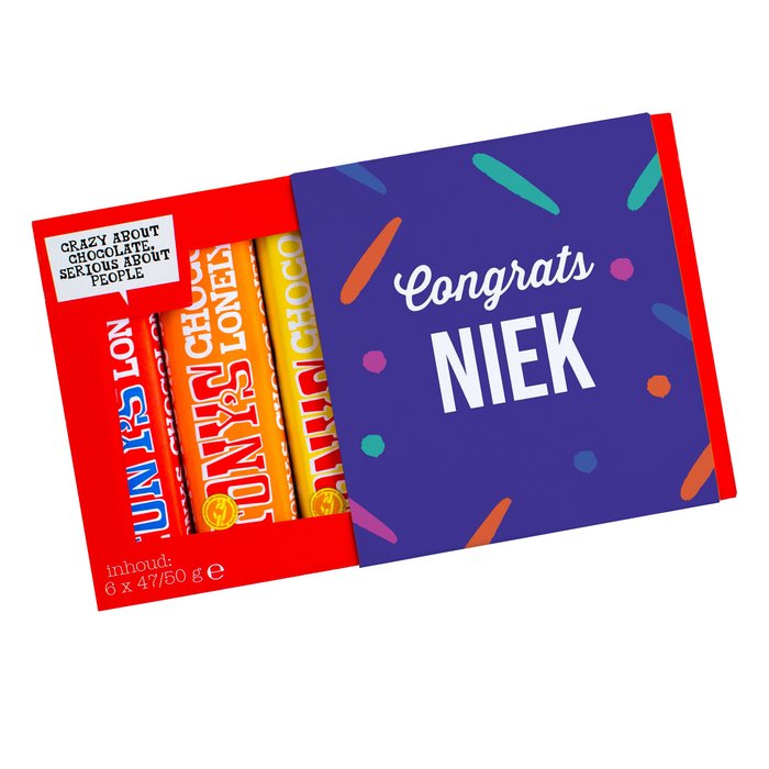 Tony’s Chocolonely | Proeverijtje | Congrats met eigen naam | 300g