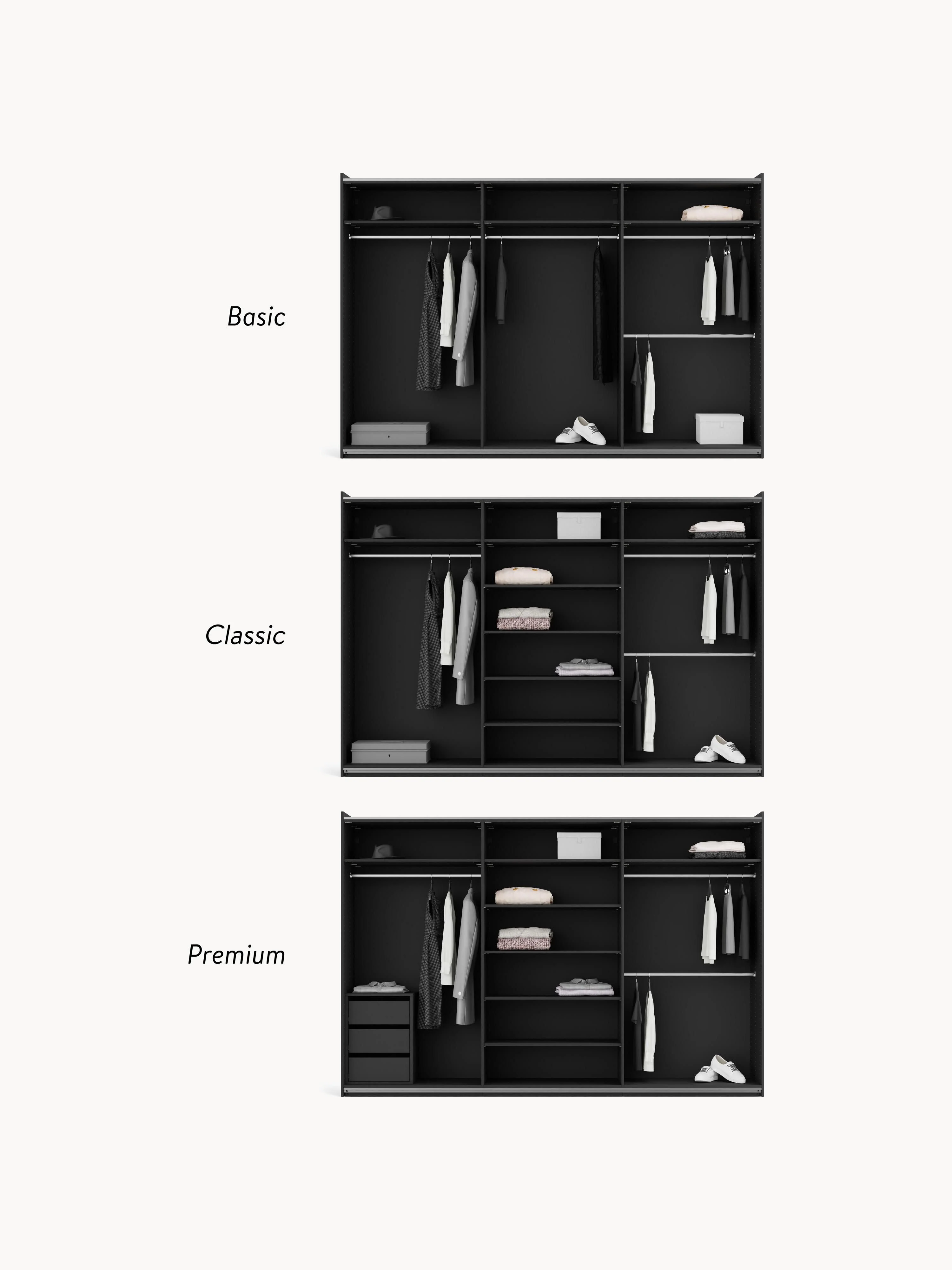 Modulaire schuifdeurkast Simone, 300 cm breed, diverse varianten