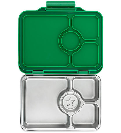 Yumbox Brotdose m. 4 Rum - Bento Steel - Kartoffel Green