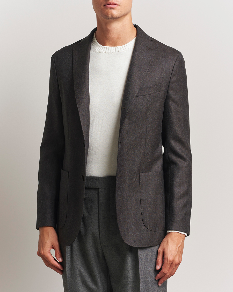 Boglioli K Jacket Wool Hopsack Blazer Dark Brown
