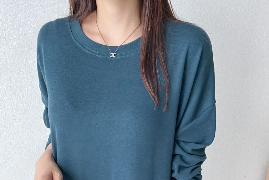 Chubby Girl - Lange mouwen effen losse midi-jurk