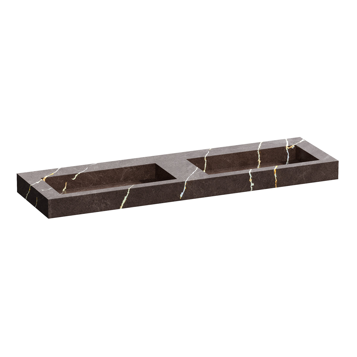 Brauer Coral dubbele wastafel marmerlook 160cm zonder kraangat copper brown