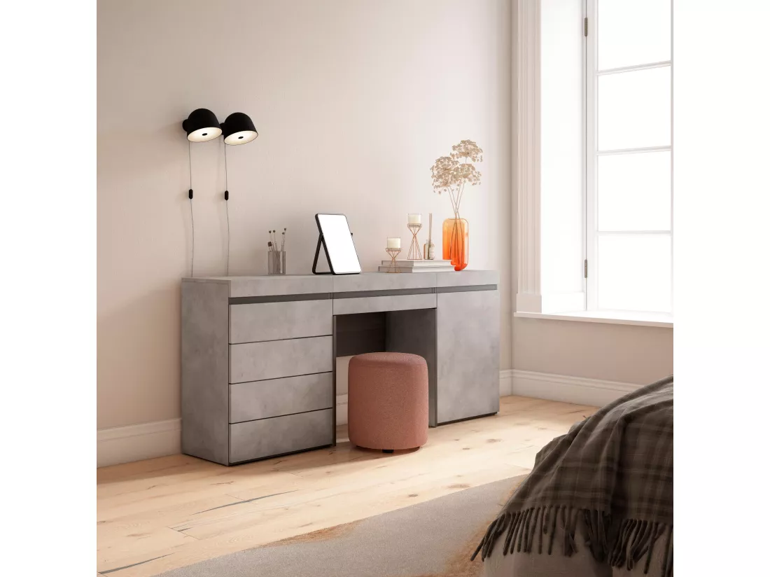 Coiffeuse, 177x35x75 cm, Avec tiroir, Commode, Buffet, Ciment