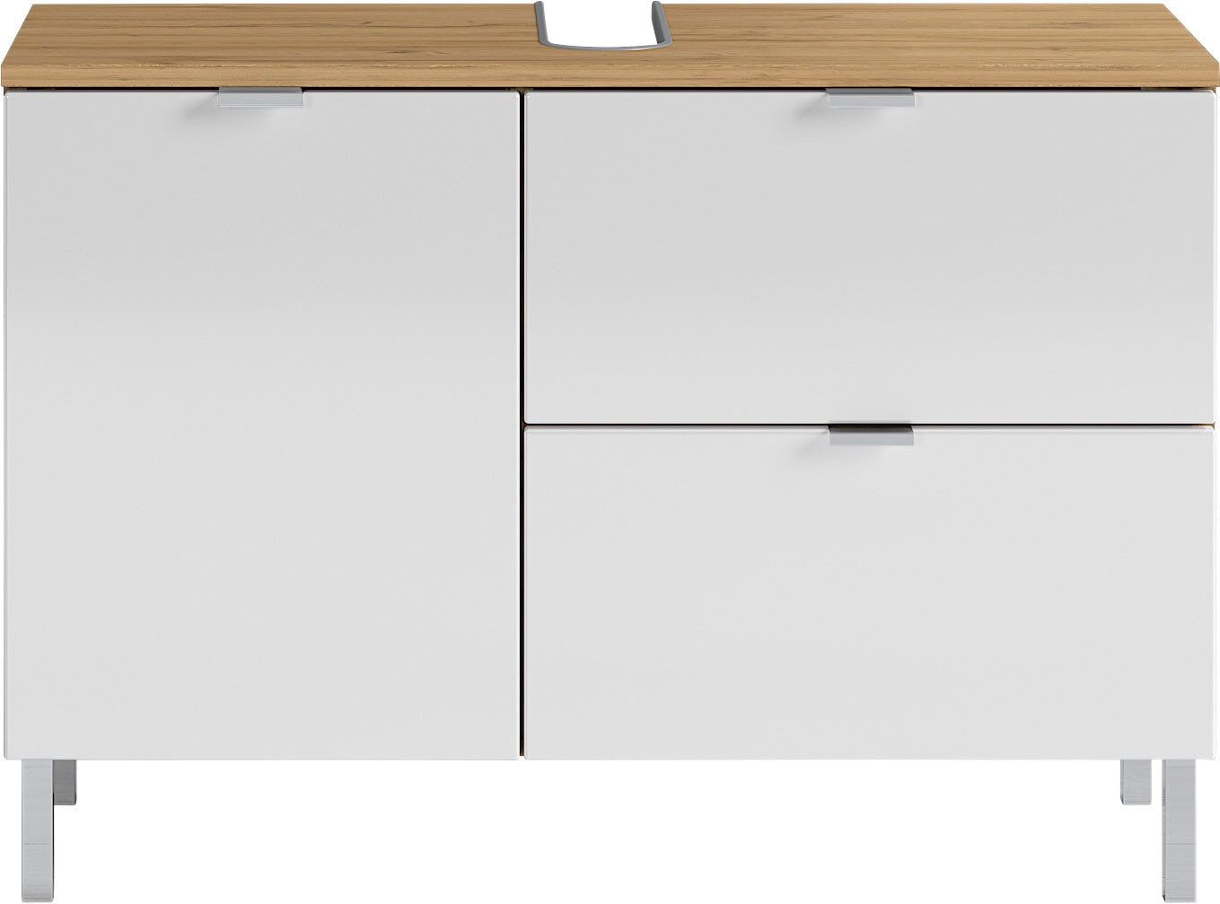 Waschbeckenunterschrank FEY 80 cm Eiche/ HG Weiß