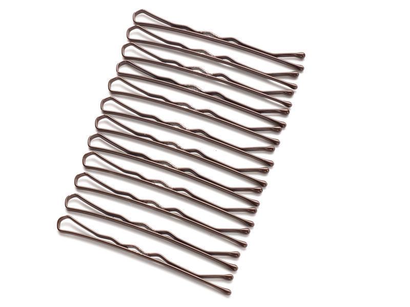 DailyGo Haarspange Bobbypin 4 cm 12 Stück, gewellt, Braun Haarspange für Alltagsfrisuren