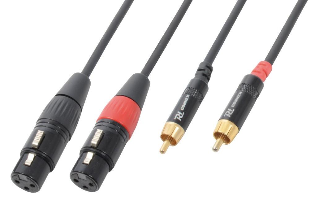 CX68-3 XLR 3 Pole, female - Cinch 3 m3 Meter langes OFC-Signalkabel (2x XLR (F) - 2x RCA (M))