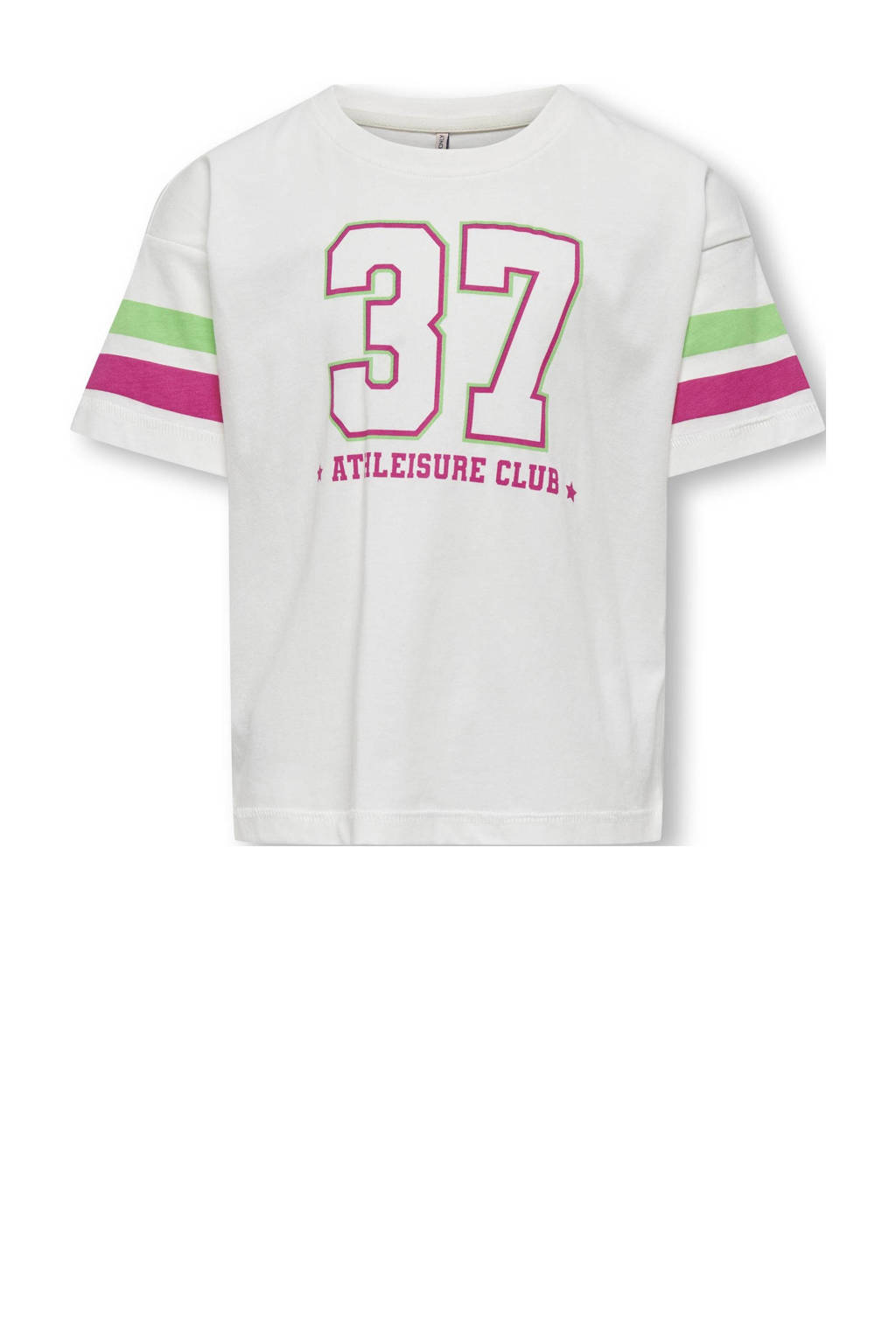 ONLY T-shirt KOGVERA LIFE met printopdruk wit/rood/groen