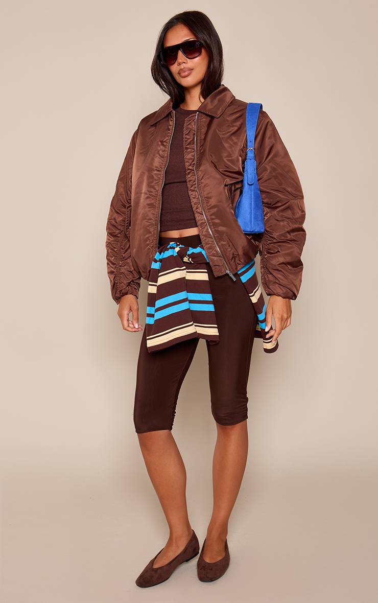Chocolat Veste Bomber Oversize À Manches Cocon