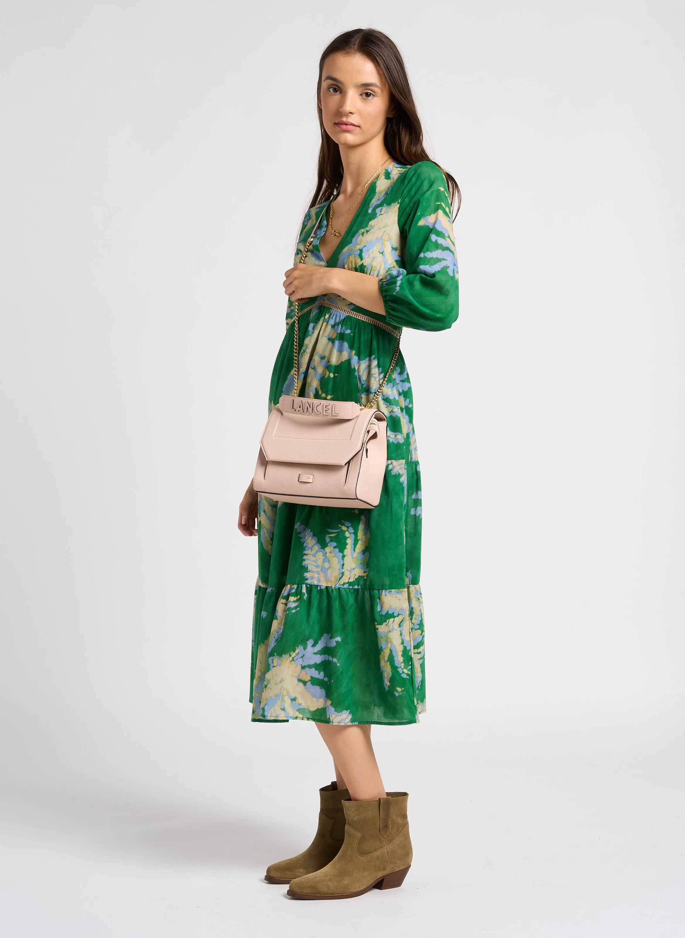 NINON M - Sac à rabat en cuir grainé | Rose