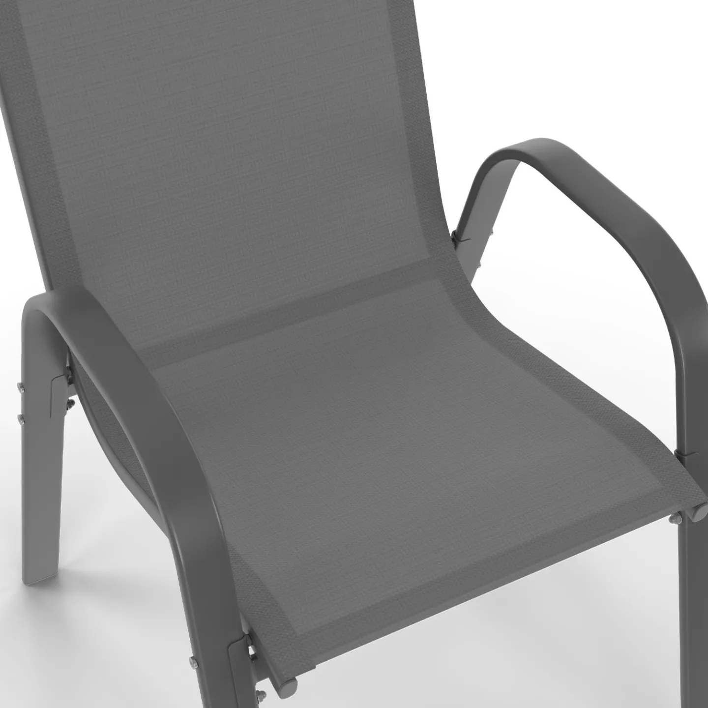 Lot de 4 chaises de jardin LYMA métal et textilène empilables gris anthracite