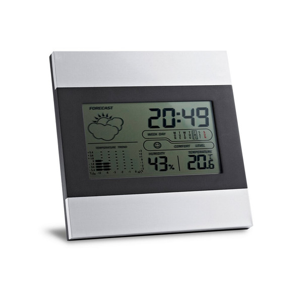hi!dea 97070 - Station météo de bureau avec écran LCD en aluminium et ABS