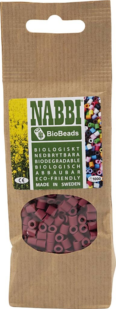 Rør Perler Til Perleplader - Medium - Bugundy - 1000 Stk. - Nabbi Biobeads
