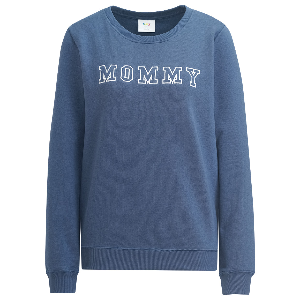 Famy Damen Sweatshirt mit Schriftzug blau