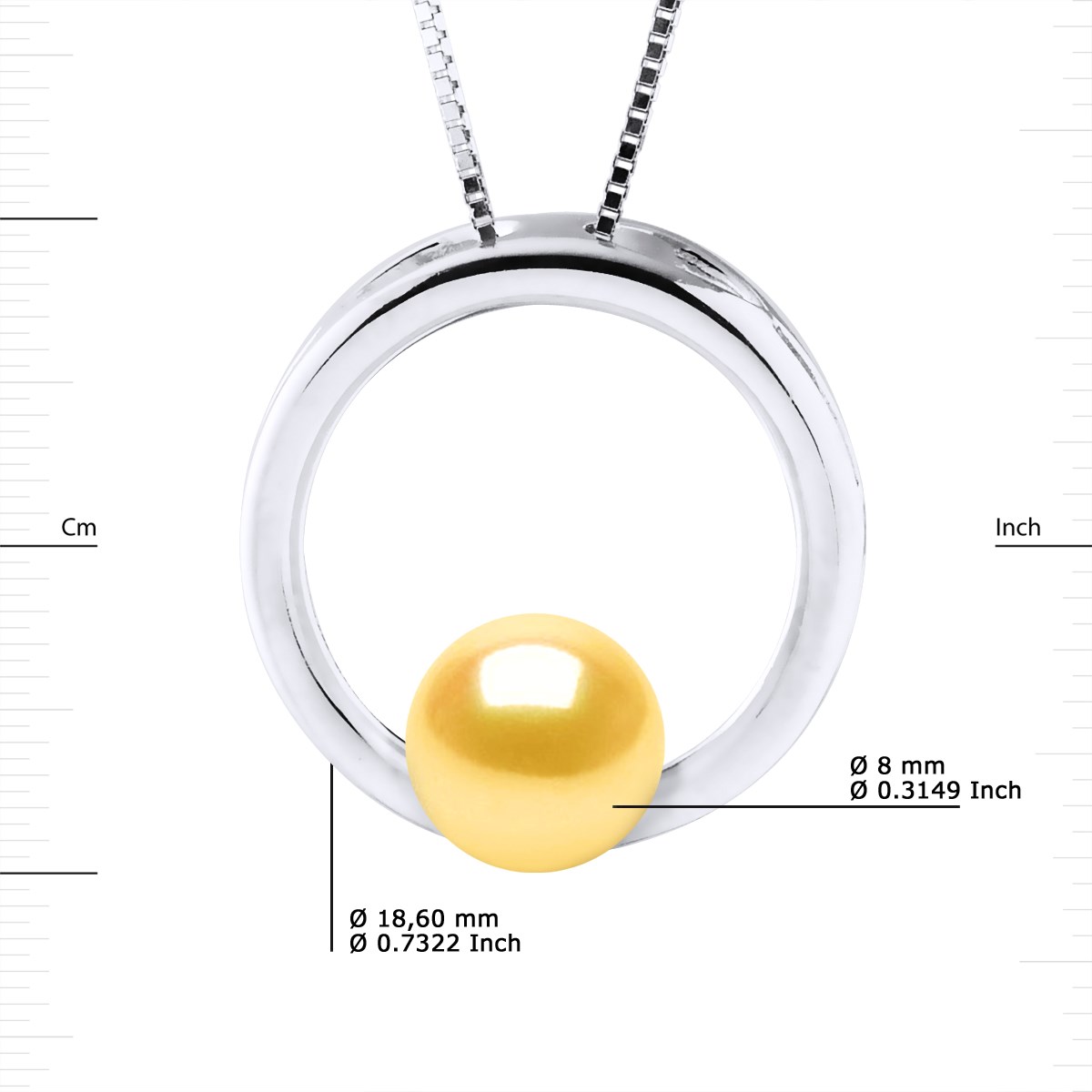 Collier CERCLE Perle d'Eau Douce Ronde 8-9 mm Dorée Argent 925