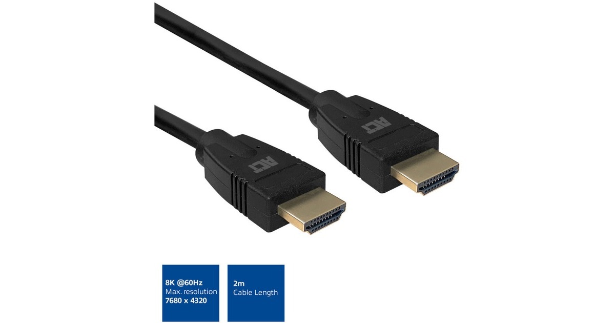 ACT Connectivity2 meter HDMI 8K Ultra High Speed kabel v2.1 HDMI-A male - HDMI-A male  (Zwart)