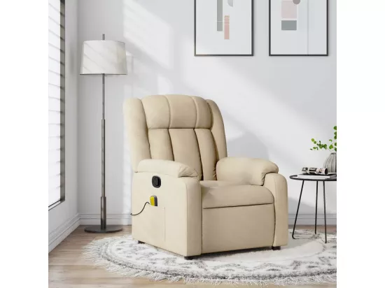 Fauteuil massant inclinable Crème Tissu