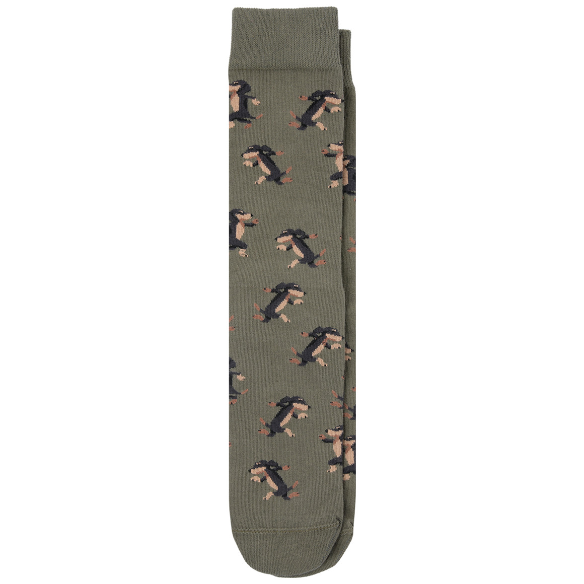VanVaan 1 Paar Herren Socken mit Dackel-Motiven dunkelgrün