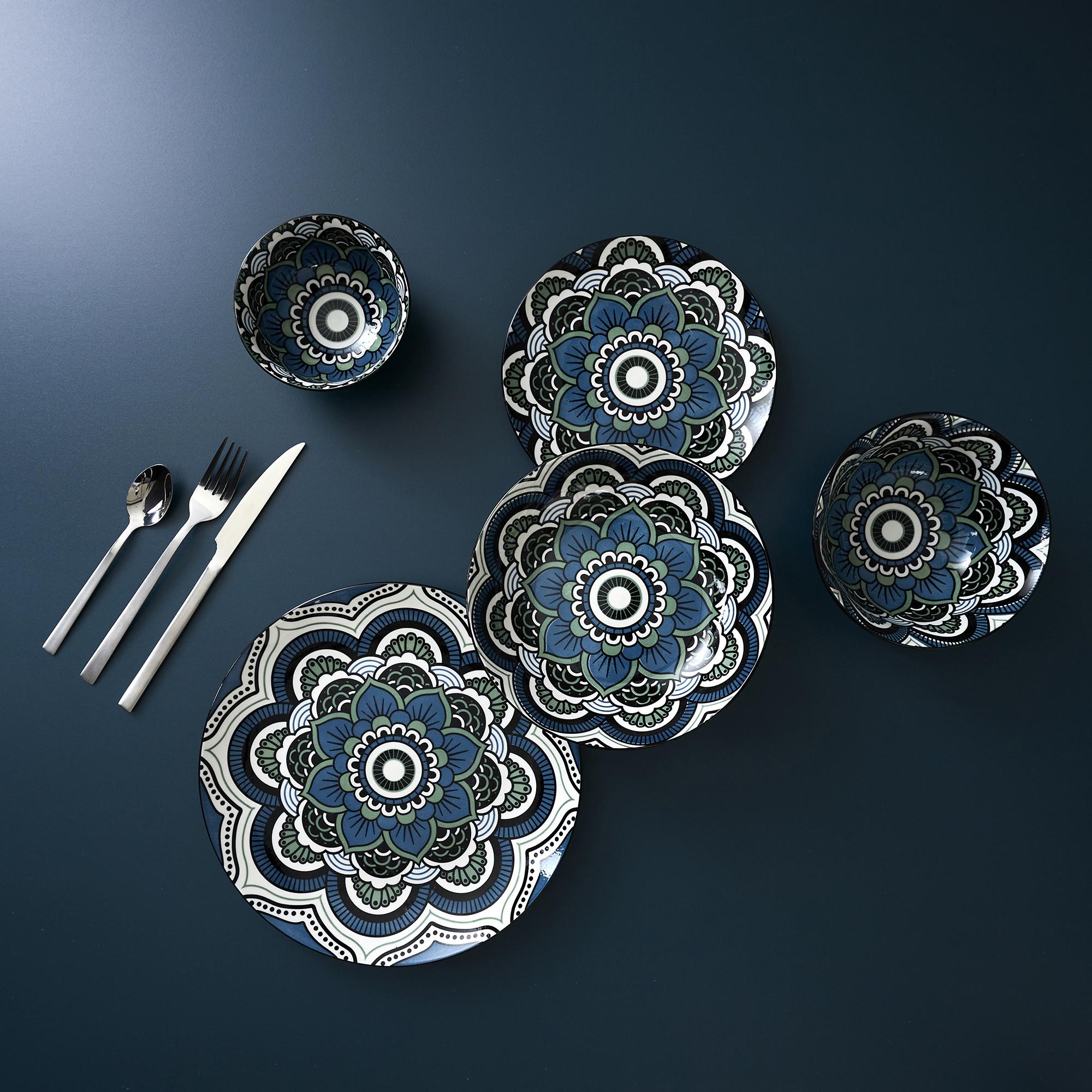 BOL MANDALA BLEU D.15CM