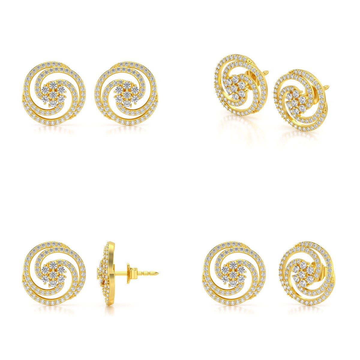 Boucles d'oreilles ADEN Or 585 Jaune Diamant 4.01grs