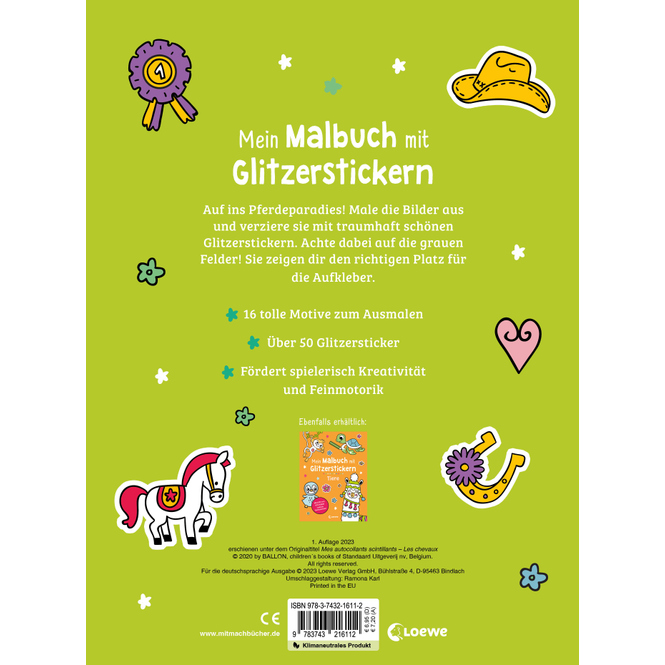 Mein Malbuch mit Glitzerstickern - Pferde