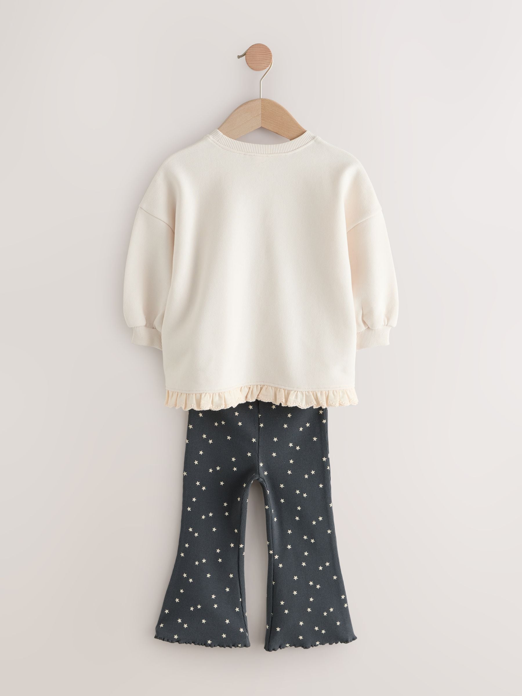 Crème Halloween-heks - Set van sweatshirt met ruches aan de zoom en uitlopende legging (3mnd-7jr)
