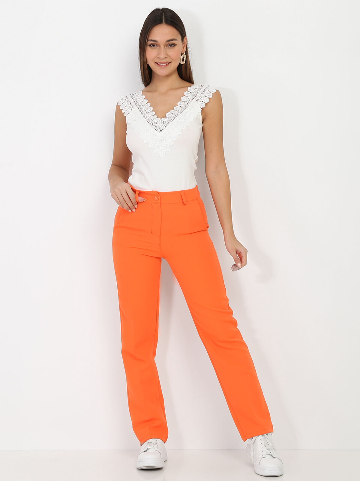 Pantalon de costume droit- orange