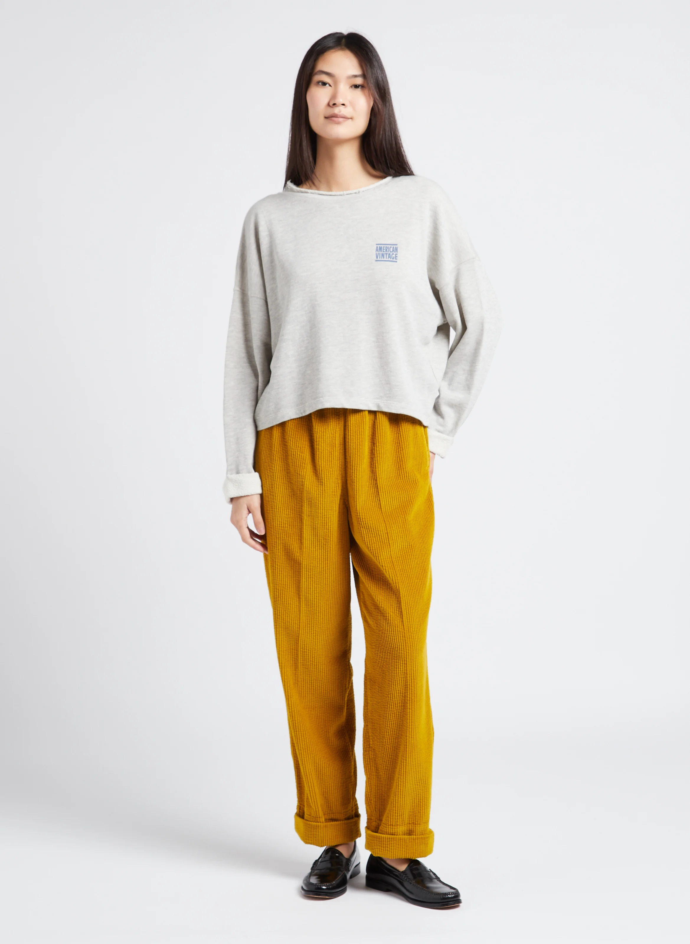 ZOFBAY - Sweat col rond en coton mélangé | Gris