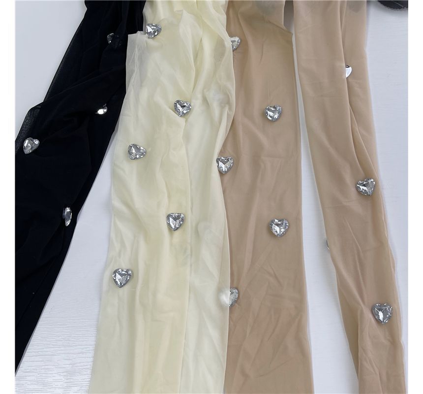 Gentiana - Hartvormige panty met strass steentjes