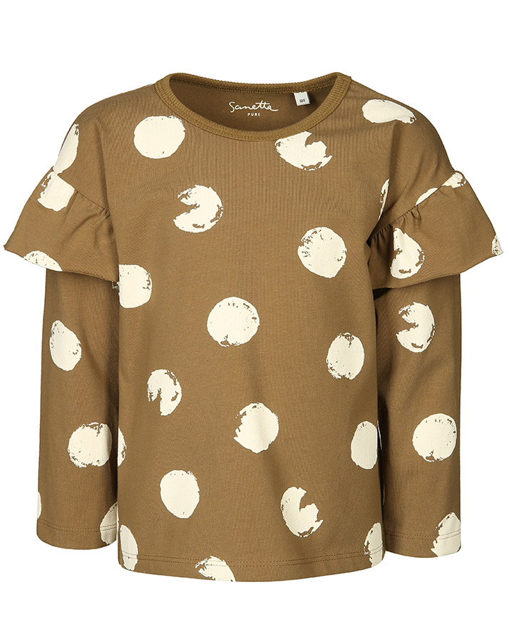 Langarmshirt PURE – PAINTED DOTS in golden brown