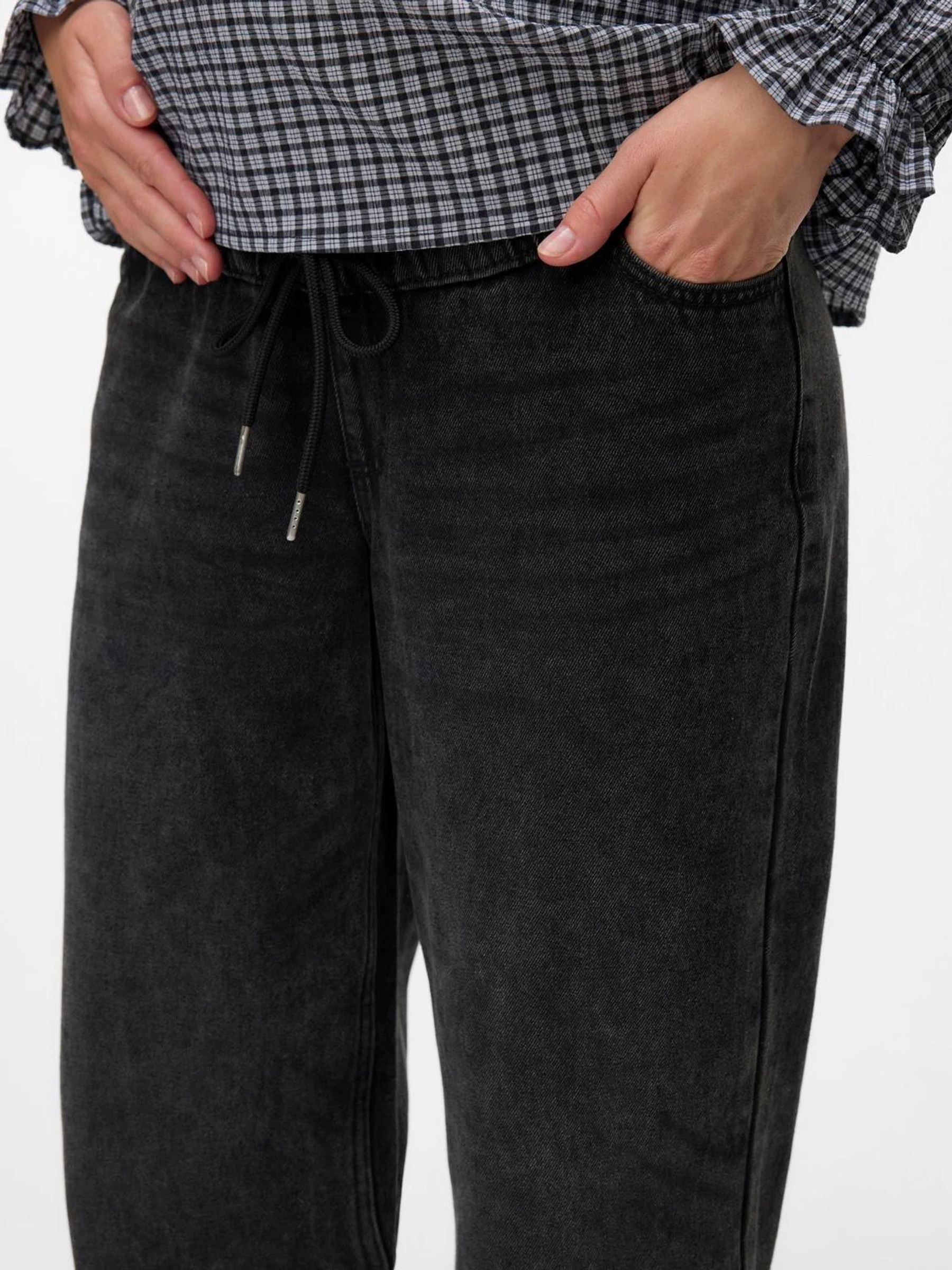 Mamalicious Washed Straight Leg Elasticated Waist Jeans