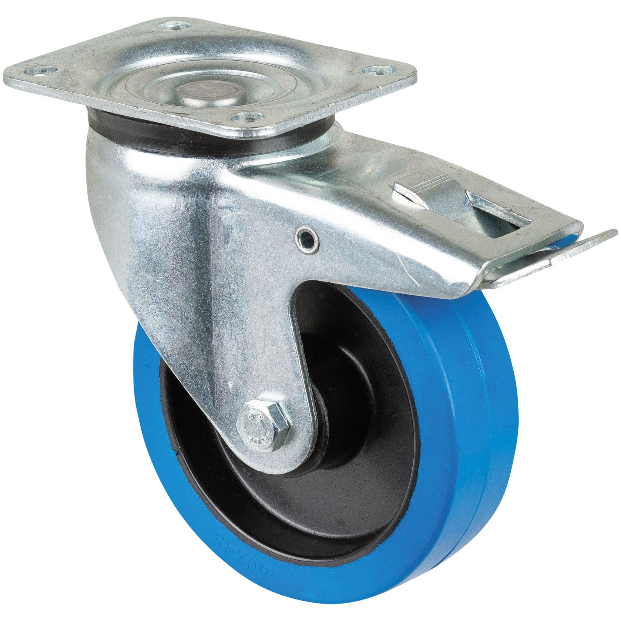 Showgear zwenkwiel blauw met rem, 160 mm