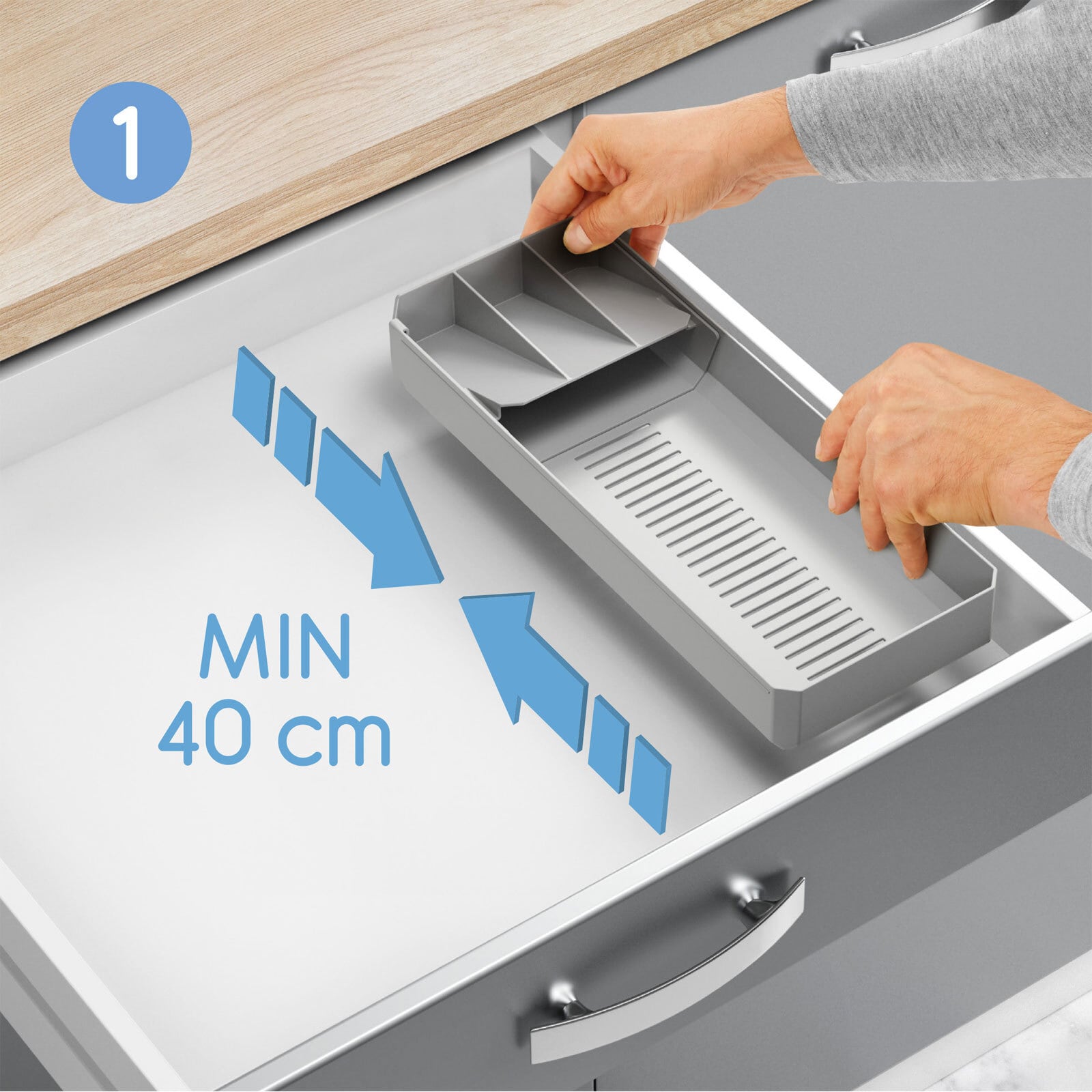 metaltex Besteck-Organizer UNI FIT 2er Set grau
