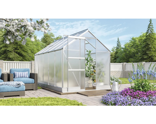 Vitavia Apollo 6200 kas, 6 mm dubbelwandige polycarbonaat panelen met fundering, 195x323 cm, aluminium