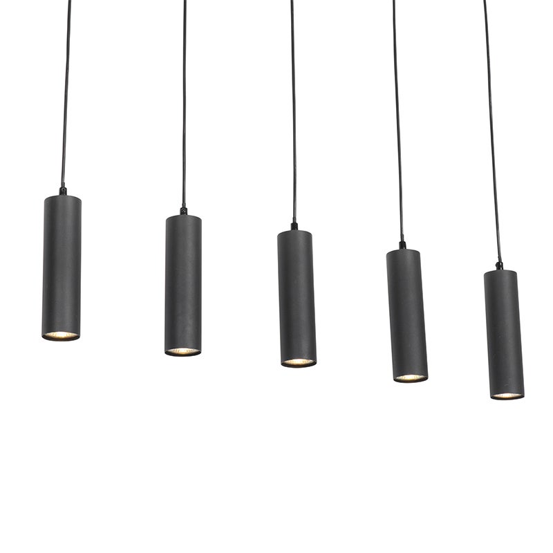 Moderne zwarte hanglamp met 5 lampen - Jeana