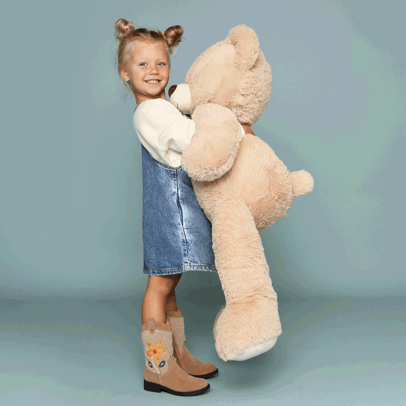 Shoesme bruine cowboylaars met teddystof Suède, Teddy | Sale