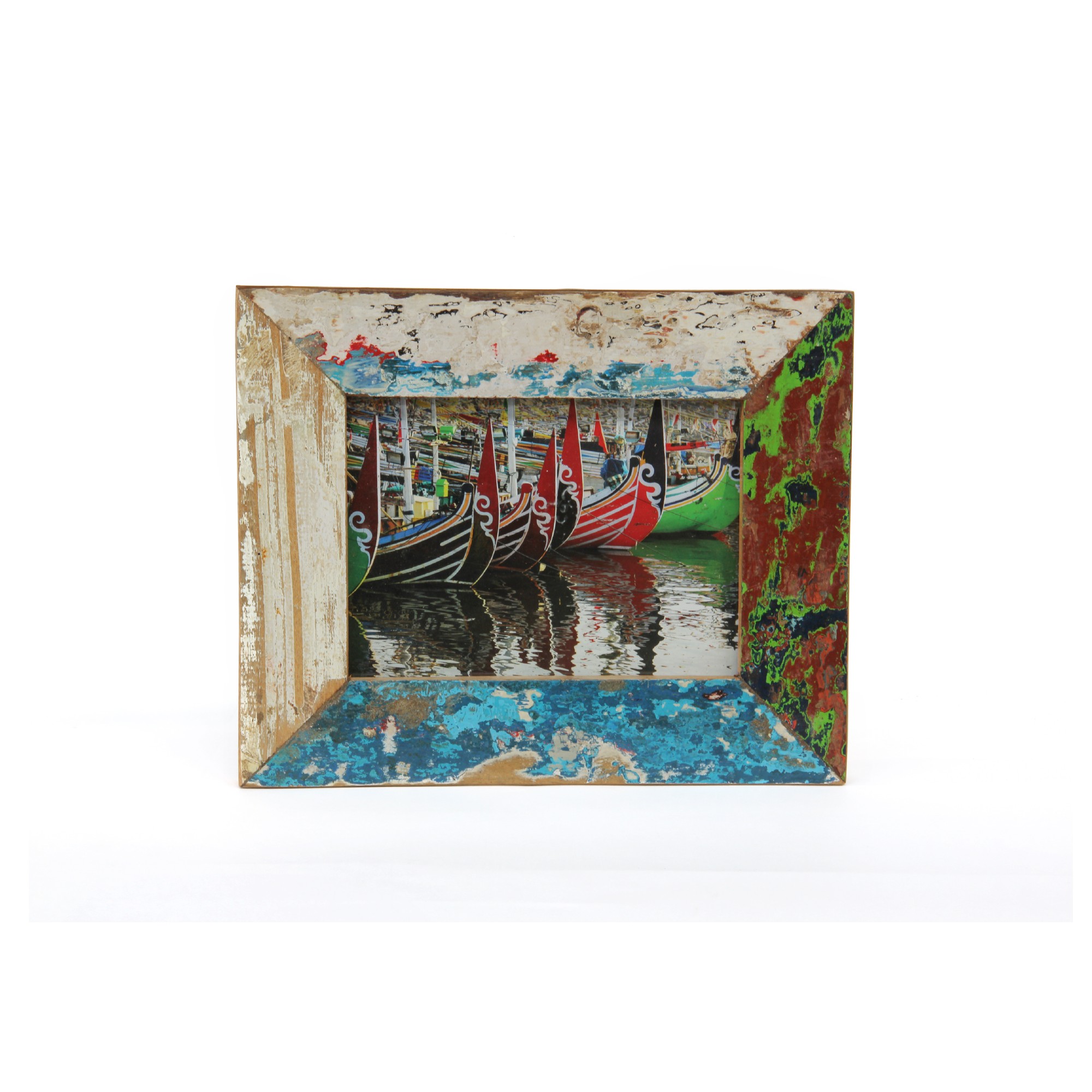 Fotorahmen aus Bootsholz, multicolor, T 3 cm, B 25 cm, H 20 cm von fischer's lagerhaus