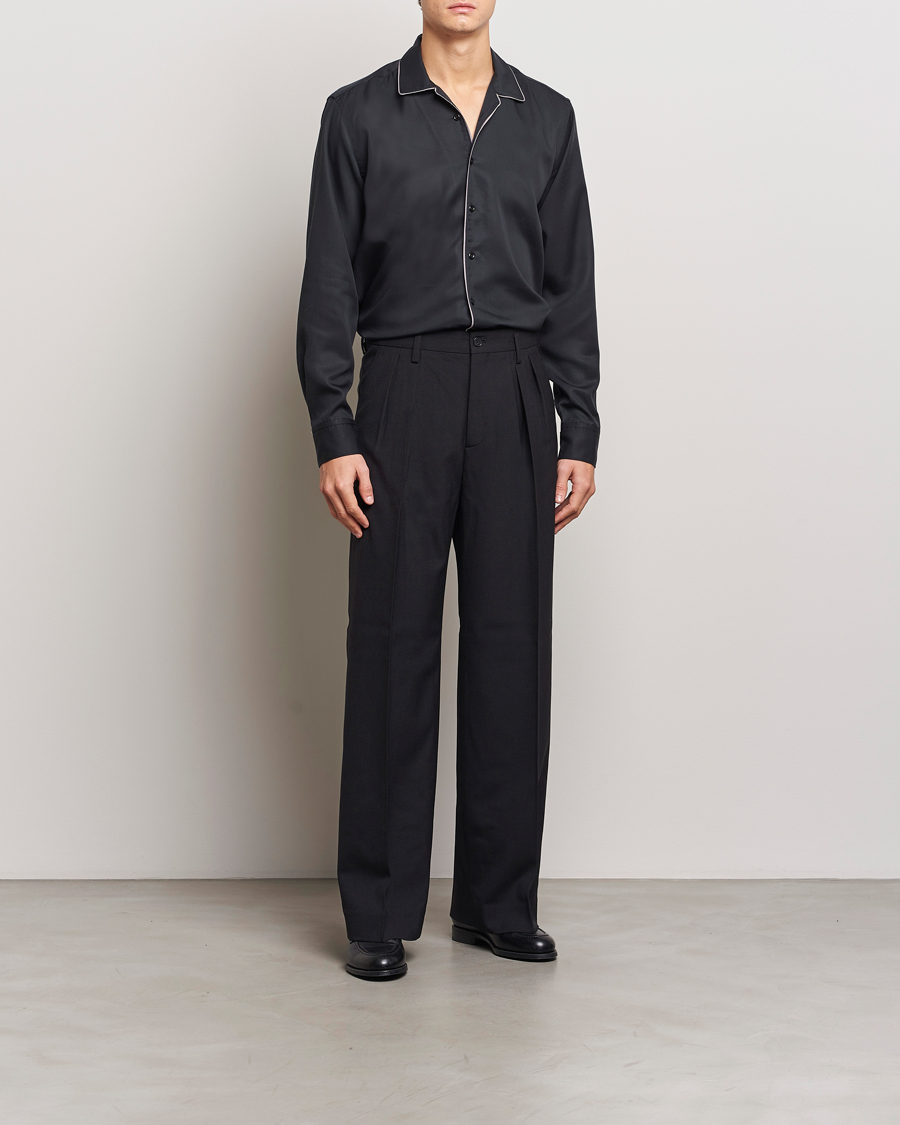 Oscar Jacobson Reg Fit Camp Collar Shirt Black