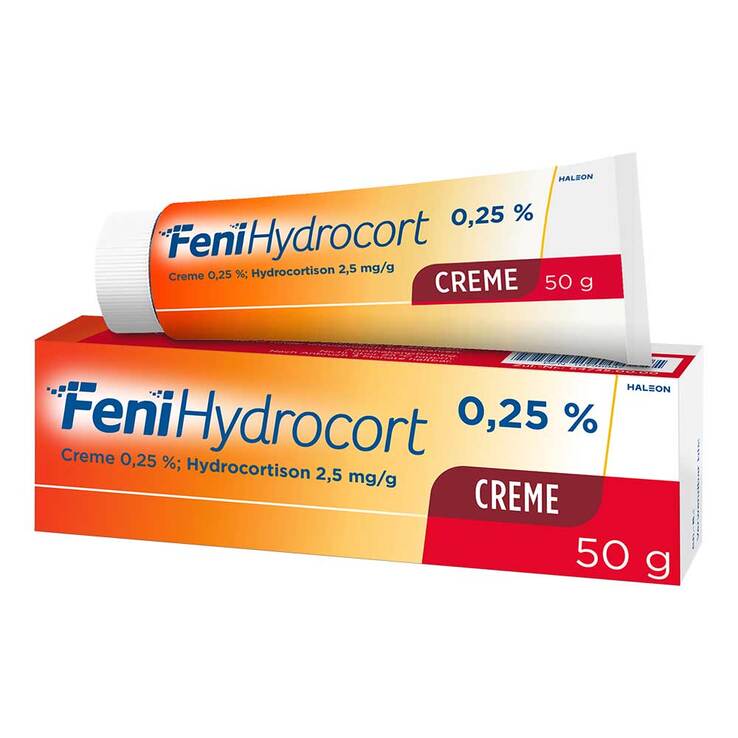 FeniHydrocort Creme 0,25 %, Hydrocortison 2,5 mg/g, wirksam bei Hautentzündungen, 50 g